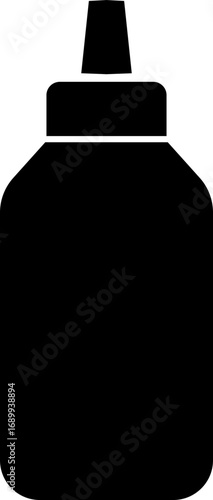 Cleaning product bottle icon in flat style, Monochrome detergent, spray, liquid container, household cleaner, disinfectant, soap, chemical packaging illustration isolated on transparent background.