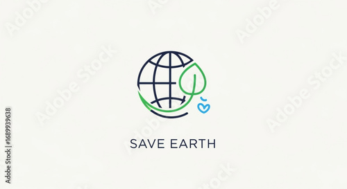 Save earth environment concept with globe and leaf for ecology and nature conservation and sustainability