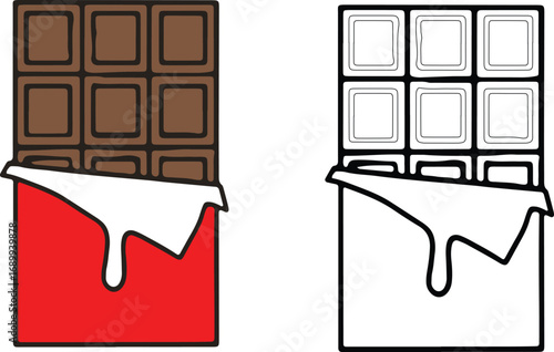 Chocolate bar illustration on white background