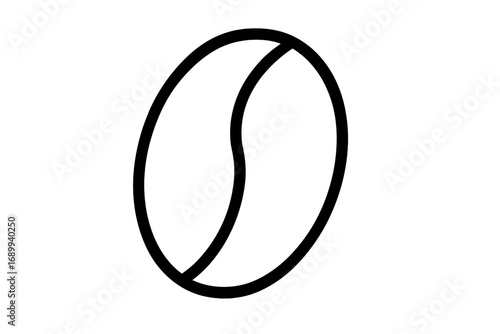 Coffee bean line icon vector. Simple minimal graphic symbol. Black and white logo for cafe menu or coffee shop. Espresso, cappuccino ingredient sign. Beverage design element.