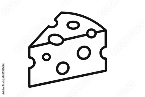 Cheese wedge thin line icon. Swiss cheese piece vector illustration. Simple outline food symbol for web, app, logo. Dairy product concept. Gourmet food, snack or ingredient.