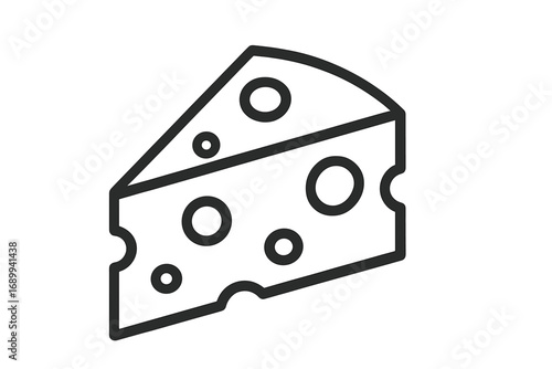 Cheese slice thin line icon. Swiss cheese wedge with holes symbol. Dairy food product vector illustration. Outline pictogram for grocery store, menu, web design, apps, and logo.