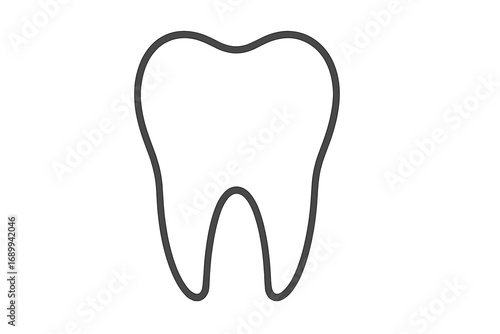 Tooth outline linear symbol. Dental logo, dentist icon. Stomatology and oral hygiene concept. Healthy tooth for dentistry clinic. Medical care. Molar line art vector for web.