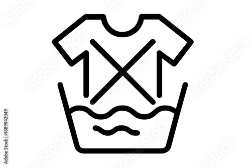 Do not wash laundry care symbol. Clothes washing instruction guide. Prohibited water contact icon. Vector line art for textile labels, tags, packaging, and manuals. Forbidden.