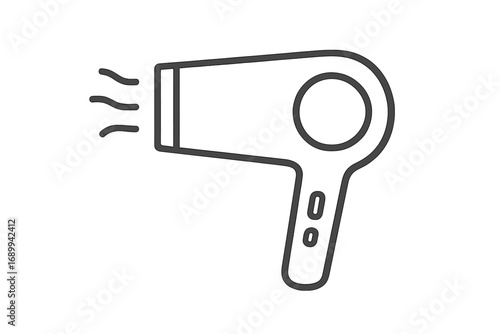 Hair dryer thin line icon. Blow dryer symbol for hairdressing, barber shop, and beauty salon. Vector pictogram for web, app, and print. Hair care and styling equipment.