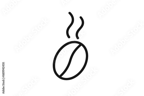 Coffee bean line icon with steam. Minimalist vector symbol for a cafe, coffee shop logo, or menu design. Roasted grain concept for caffeine, espresso, or morning beverage.
