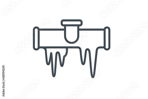 Frozen pipe icon. Plumbing problem, winter freeze damage concept. Vector line symbol for water pipe burst, cold temperature, heating and insulation emergency repair service.