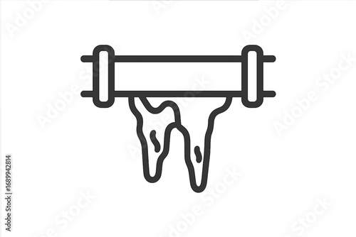 Frozen pipe outline icon. Winter plumbing problem concept. Cold temperature, ice and icicles on water pipeline. Burst pipe damage symbol. Vector illustration for emergency repair.