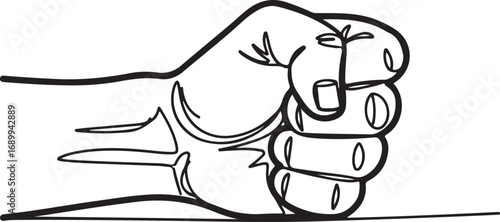 Fist Punch Line Art hand gesture