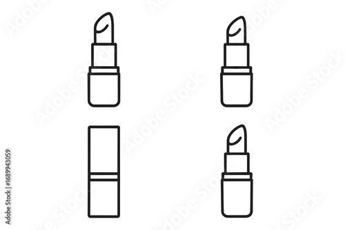 Lipstick line icon set. Makeup & cosmetics symbol. Minimal beauty product. Lip care pictogram. Fashion & glamour sign. Vector illustration for web, app, ui, print. Pomade.