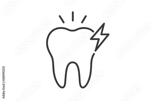 Toothache thin line icon. Sensitive tooth, dental pain concept. Caries, cavity, nerve pain symbol. Dentistry, oral care, stomatology pictogram for web, app, ui. Vector logo.