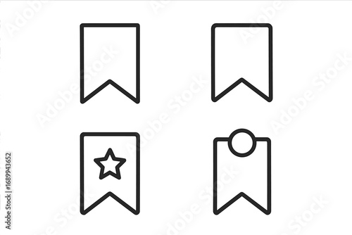 Bookmark icon set line vector. Minimal linear pictogram pack for interface, app UI, website design, banners, social media, cards. Outline web graphic resource for awarded and favorite content