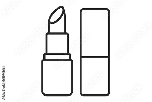 Lipstick outline icon. Vector line art of a cosmetic makeup product. Beauty salon symbol. Glamour and fashion concept. Simple illustration for web, mobile app, or print design.