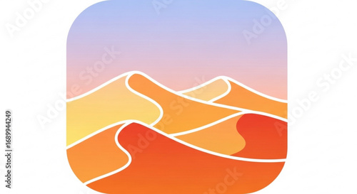 Desert landscape illustration with sand dunes and sky vector background for travel and nature themes