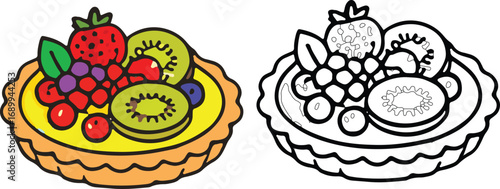 Deliciously Drawn Fruit Tart Illustration Vector Graphic