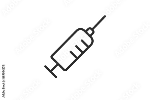 Syringe line icon vector. Simple medical symbol for vaccination, injection, and immunization. Healthcare concept for hospital, clinic, medicine, vaccine dose. Flat design illustration.
