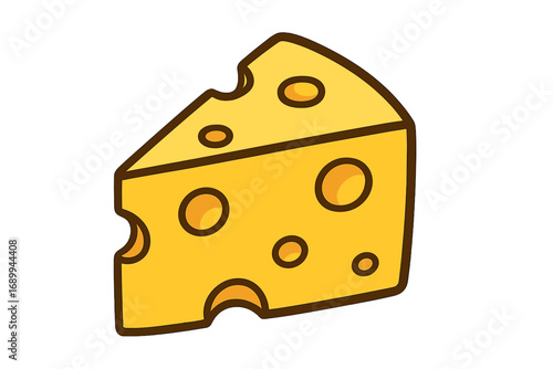 Cheese wedge vector icon, cartoon illustration. Slice of Swiss or Emmental cheese with holes. Minimalistic dairy food graphic concept for apps, logo. Gourmet snack symbol.