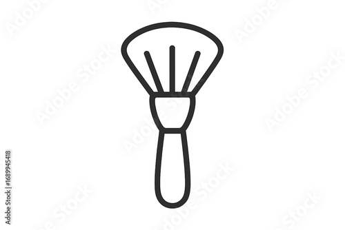 Cosmetic brush minimalist thin line icon. Makeup tool for face powder, blush, foundation. Beauty product symbol. Vector cartoon illustration for web, graphic design, app, logo.