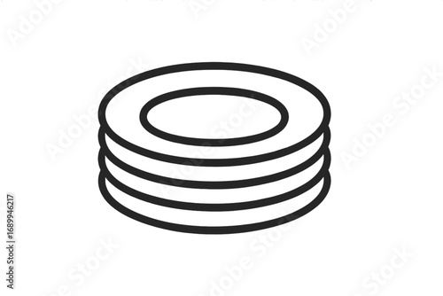 Stack of plates vector icon. Modern outline style illustration for design. Crockery, dishes, tableware concept for kitchen, restaurant, cafe, or food service. Pile of clean plates.