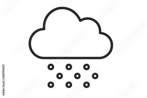Snow cloud line icon. Weather forecast symbol for winter season. Hail storm, sleet, blizzard graphic. Cold precipitation vector outline illustration for web and mobile apps.