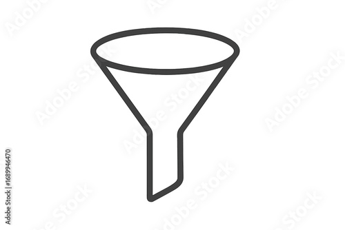 Simple funnel icon vector illustration for graphics, designs, books, adverts, and apps with transparent background, ordered set, clean line style for marketing and business concepts