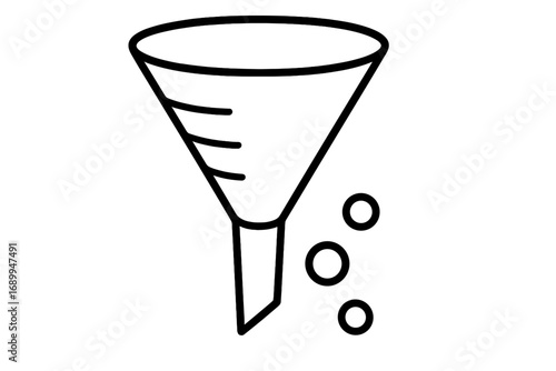 Funnel outline linear symbol, graphic design icon, web design element, app interface symbol, advertising concept, marketing funnel vector illustration, transparent background