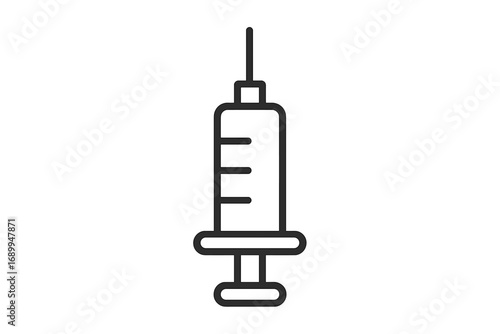 Syringe line icon for medicine, injection, vaccination. Medical and healthcare concept. Vector outline symbol for treatment, dose, drug. Simple pictogram for web, app, graphic.
