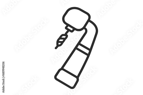 Dental drill line icon. Dentist tool for tooth treatment. Stomatology handpiece symbol. Oral hygiene, dental care concept. Medical equipment for caries removal vector illustration.