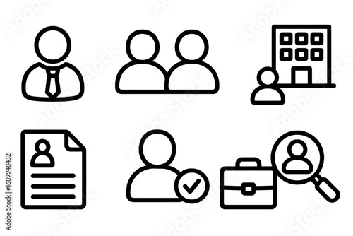 User Icon Bundle with Work Job Company Staff Employee Icons, Business Graphics Concept, Professional Staff Illustrations for Apps and Web, Vector Cartoon Icons Transparent Background