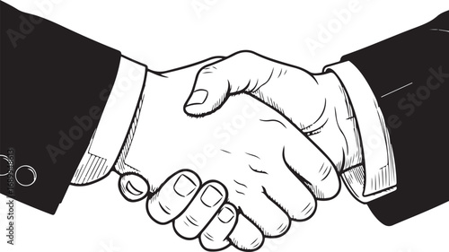 Sketch of Two Businessmen Shaking Hands Keywords: handshake, business, agreement, deal