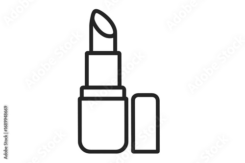 Lipstick outline icon. Vector graphic for beauty, makeup, and cosmetic concepts. Glamour and fashion symbol. Isolated illustration for beauty salon, web design, or mobile app.