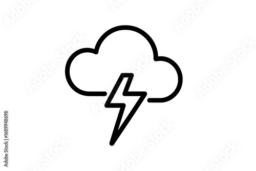 Thunderstorm line icon. Weather forecast symbol. Lightning bolt and cloud vector illustration. Stormy weather sign for web and graphic design. Concept of power, energy, electricity.