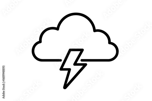 Thunderstorm icon. Cloud with lightning bolt symbol. Weather forecast concept. Stormy weather, electricity power, energy charge. Modern outline vector illustration for web, app.