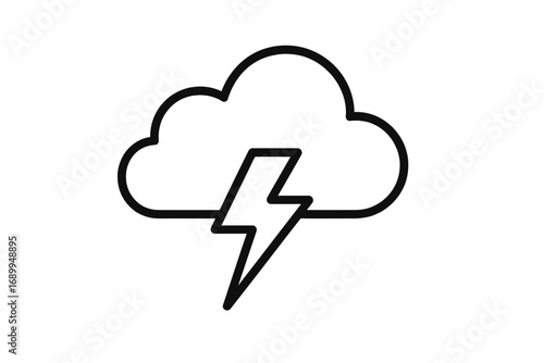 Thunderstorm line icon. Lightning bolt and cloud symbol. Weather forecast concept. Stormy weather, thunder, flash, electricity, power vector illustration for apps and web.