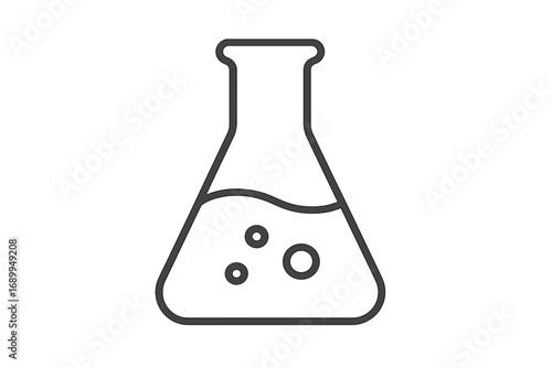 Laboratory Flask Minimalistic Line Icon for Web Design, Graphic Apps, Social Media, Banners and Cards, Science Chemistry Vector Illustration Transparent Background