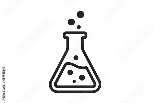 Laboratory Flask Minimalistic Outline Icon, Science Chemistry Beaker Symbol, Web and Graphic Design Element, Apps, Banners, Social Network, Cards, Vector Cartoon Illustration Transparent