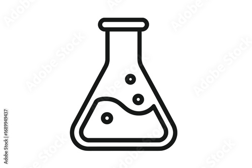Laboratory Flask Outline Icon, Science and Chemistry Vector Illustration, Simple Line Art for Graphic Design, Apps, Advertising, Educational and Medical Cards, Transparent Background