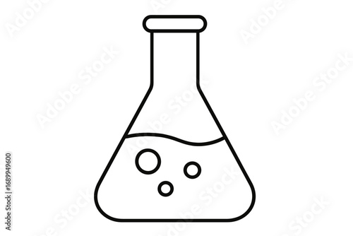 Laboratory Flask Outline Linear Icon, Science Chemistry Glassware, Educational and Medical Vector Symbol, Transparent Background, Graphic Design Element for Web and Print