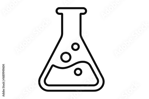 Laboratory Flask Outline Linear Icon, Science Chemistry Beaker Symbol, Education and Research Vector Graphic, Transparent Background, Lab Equipment Illustration