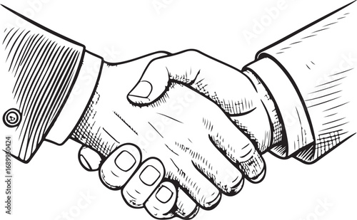 Close-up of Two Hands Shaking in Sketch Style handshake