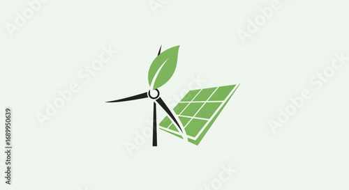Renewable energy solutions wind turbine and solar panel for sustainable power generation and green technology