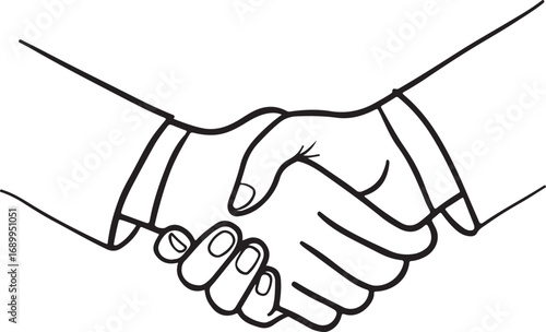 Close Up Handshake Line Art agreement deal