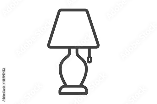 Table lamp line icon. Desk light symbol. Home interior furniture element. Simple linear pictogram. Concept of idea, electricity, energy, solution, knowledge and creativity.
