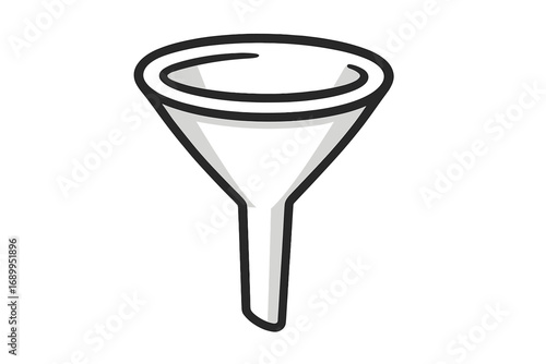 Simple funnel icon vector graphic for apps, concepts, and user interface design, transparent background, clean minimal illustration, modern ordered set