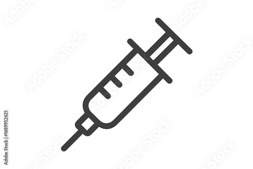 Syringe vector line icon. Medical injection, vaccine shot symbol. Concept of vaccination, immunization, healthcare. Medicine, dose, treatment, drug. Simple flat illustration.