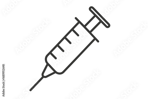 Syringe icon vector. Vaccine injection symbol. Medical, healthcare concept. Line illustration for vaccination, treatment, medicine, shot, dose. Minimalist clinic graphic.