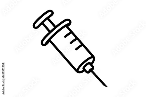 Syringe icon medical vector. Vaccination and immunization concept. Simple line illustration of injection, vaccine shot, or drug dose. Healthcare and medicine symbol isolated.
