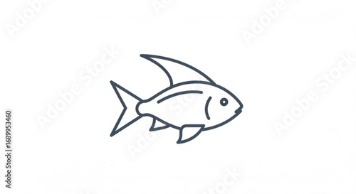 Fish vector illustration simple outline drawing for seafood restaurant or aquarium design element, 100 character art