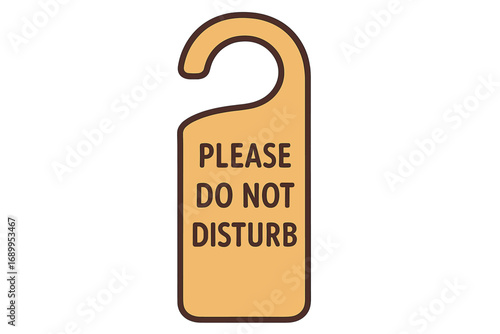 Do not disturb door hanger sign for hotel room privacy. Vector illustration of a quiet warning message. Isolated paper or cardboard tag for service concept. Please do not disturb.