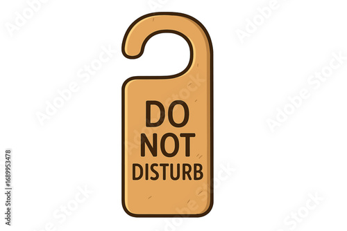 Do not disturb door hanger sign. Vector illustration for hotel room privacy message. Isolated warning symbol for quiet, service, and rest. Handle card concept for motel.